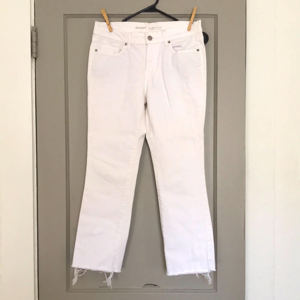 Old Navy white flare cropped jeans